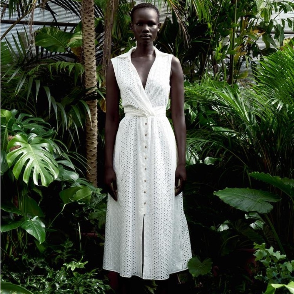 Zara Openwork Embroidered dress in white 🤍